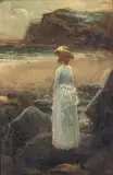 Ernest William Appleby, Waiting for the return, oil on canvas