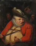 A gentleman holding a glass of wine by English School, oil on copper, sold Dec 2024