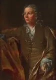 Portrait of a gentleman, three-quarter-length, in a brown jacket by Jean-Antoine Watteau, oil on panel, possibly a fragment, offered Nov 2024