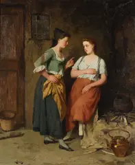 The conversation by August Jernberg, oil on canvas, offered Nov 2024