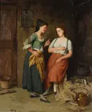 August Jernberg, The conversation, oil on canvas