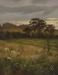 Frederick William Jackson, Summer landscape, oil on board