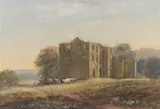 Ows David Cox Senior, Barden Tower on the wharf above Bolton Abbey, watercolour over traces of pencil