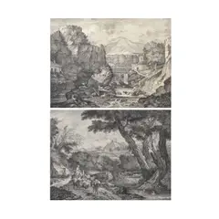 Giacomo Leonardis, Italian landscapes, pen and ink