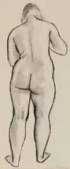 Bernard Meninsky, Female Nude, charcoal on paper