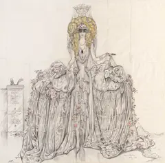 Alberto Martini, Marquise Casati, Pencil and colour on paper