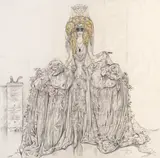 Alberto Martini, Marquise Casati, Pencil and colour on paper