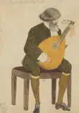 Arnold Dolmetsch by Joseph Edward Southall, Rws, Neac, Rbsa, watercolour over traces of pencil, sold Sep 2024