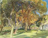 The orchard by Sir George Clausen, Ra, Rws, watercolour, sold Sep 2024