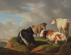 Alexander Johann Dallinger von Dalling, Cattle in a field, oil on panel