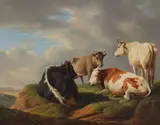 Alexander Johann Dallinger von Dalling, Cattle in a field, oil on panel