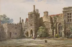 Louise Rayner, Haddon Hall Terrace, watercolour heightened with white