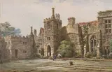 Louise Rayner, Haddon Hall Terrace, watercolour heightened with white
