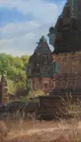 Victor Edelstein, Jain Temples outside Udai Bilas, Dungarpur, gouache and pastel