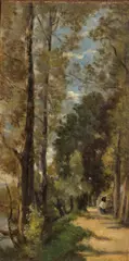 Country path by Stanislas Lépine, oil on canvas laid to board, sold Sep 2024