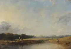 Ows Peter De Wint, By the river, oil on canvas