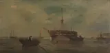 Busy shipping scenes, a pair by English School, oil on canvas, sold Sep 2024