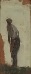 Frederick Hall, Figure hoeing, oil on panel