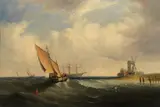 Ra Clarkson Stanfield, Sailing boats in a choppy sea, a pair, oil on canvas
