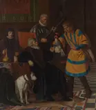 Continental School, The falconer, oil on canvas