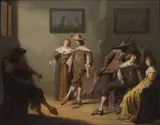 Elegant company dancing in an interior by Christoffel Jacobsz van der Laemen, oil on panel, offered Sep 2024