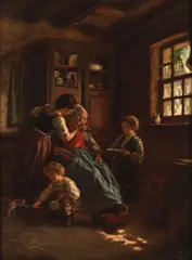 Théophile Emmanuel Duverger, Granny's rest, oil on panel