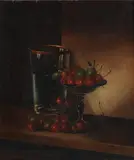 Still life with a glass and a tazza of cherries by French School, oil on canvas, offered Jul 2024