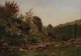 Charles-François Daubigny, River landscape, oil on panel