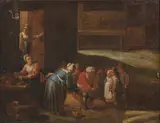 David Teniers the Younger, Peasants preparing food in an interior, oil on canvas