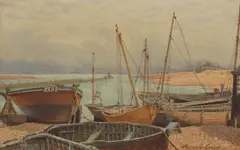 William Biscombe Gardner, 'By the Ferry, Rye Harbour, Sussex', watercolour