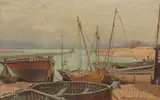 William Biscombe Gardner, 'By the Ferry, Rye Harbour, Sussex', watercolour