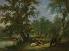 Snr. William Shayer, Cattle in a water meadow, oil on canvas