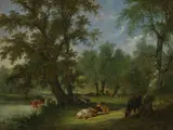 Snr. William Shayer, Cattle in a water meadow, oil on canvas