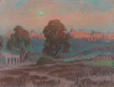 William Samuel Horton, A sunset view in India, thought to depict the Red Fort in Delhi