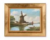 Untitled by Windmill, oil on canvas, signed K M East - c.1914, sold May 2024