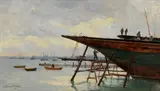 Alfred Harvey Moore, 'Satanita fitting out', oil on card