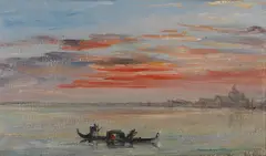 William White Warren, Venice at sunset, oil on board