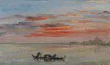 William White Warren, Venice at sunset, oil on board