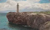 Laurits Bernhard Holst, Europa Point, Gibraltar, oil on canvas board