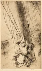 Arthur Briscoe, 'Clewlines & Buntlines', etching on wove paper, 1925