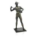 Paul Dubois, 19th/20th century bronze figure of Harlequin, bronze