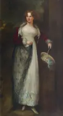 George Dawe Ra, Portrait of a lady, full-length, with velvet jacket and lace shawl, oil on canvas