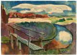 Landschaft am Lebasee by Karl Schmidt-Rottluff, Um 1935, Aquarell und Tuschpinsel auf Schoellershammer-Karton, sold Jul 2020