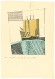 Schiff mit gelben Segeln by Lyonel Feininger, 1934, Aquarell und Tuschfeder auf Japanbütten, sold Nov 2018