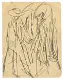 Sich anbietende Kokotten by Ernst Ludwig Kirchner, 1914, Bleistift auf Papier (aus einem Skizzenbuch), sold Oct 2018