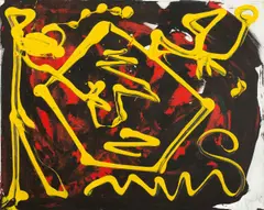 Pentagon IV by A. R. Penck, 1983, Acryl auf Leinwand, sold Dec 2017