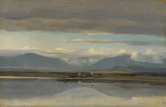 Friedrich Nerly d. Ä., Blick auf Seeshaupt am Starnberger See, 1828, Öl auf Bütten auf Karton