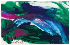 Running after flower by Kazuo Shiraga, 1998, Acryl auf leicht genarbtem Papier, sold Jun 2016