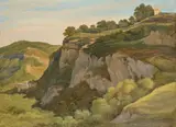 Heinrich Reinhold, Landschaft oberhalb von Subiaco, Öl auf Papier auf Karton