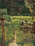 Lesser Ury, Gartenlichtung mit Zaun